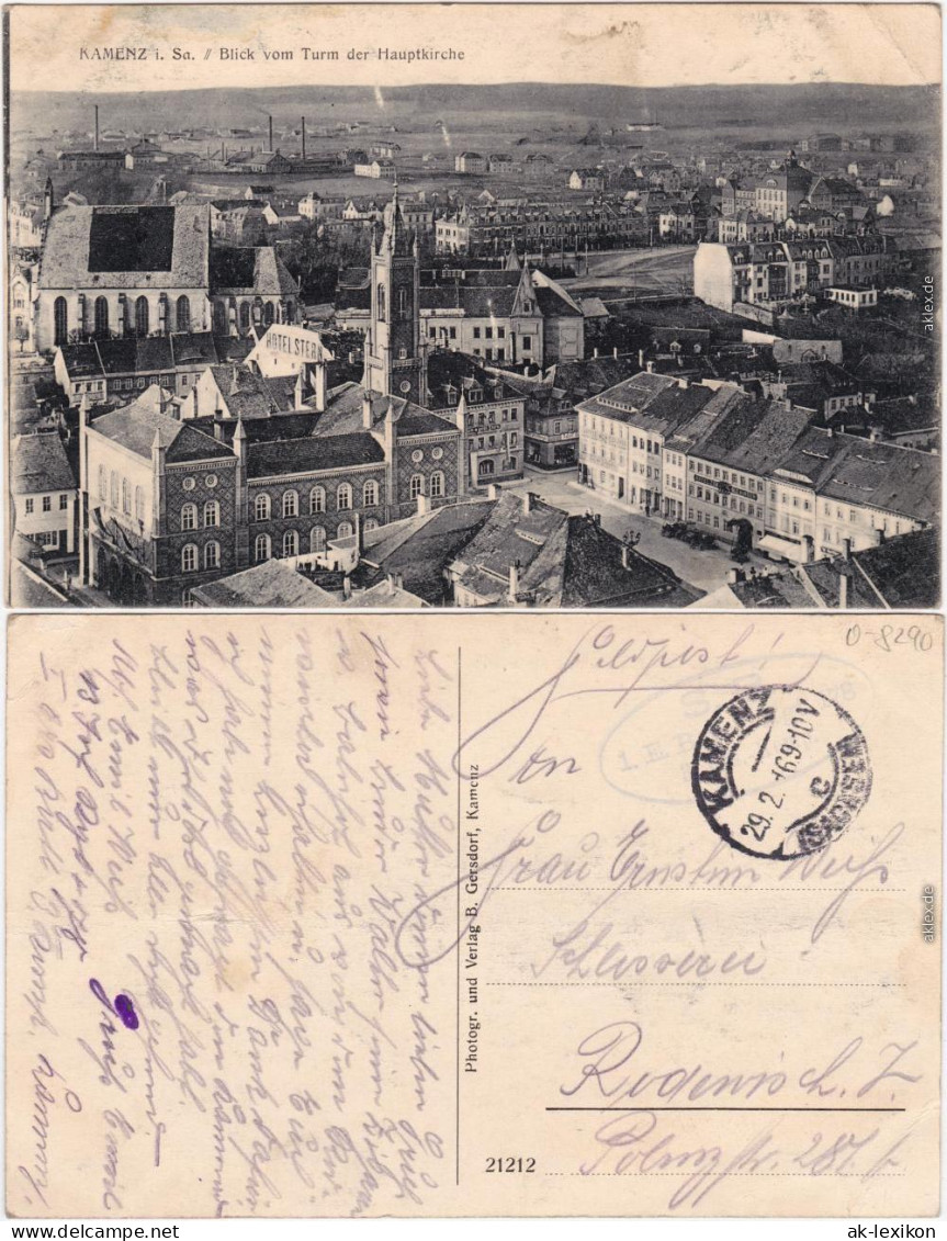 Kamenz Kamjenc Blick Auf Markt, Stadt Und Fabrikanlagen Oberlausitz  1916 - Kamenz