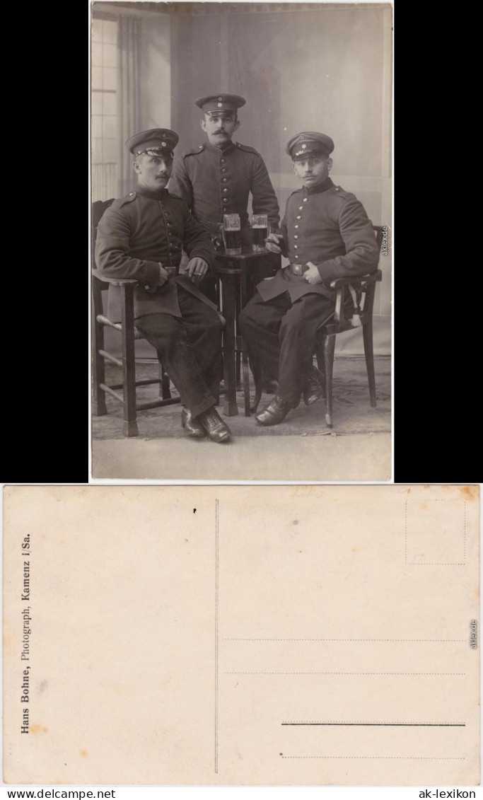 Kamenz Kamjenc Soldaten Beim Biertrinken - Kaserne Privatfotokarte  1913 - Kamenz