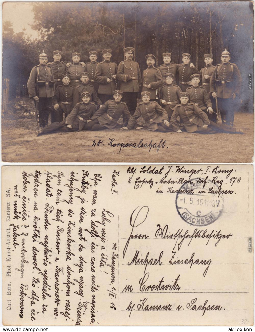 Kamenz Kamjenc 20. Korporalschaft, Soldaten - Kaserne  Oberlausitz  1915 - Kamenz