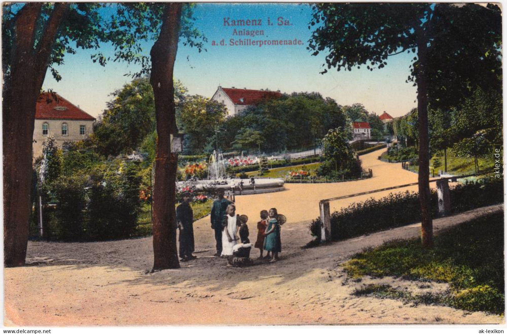 Kamenz Kamjenc Anlagen An Der Schillerpromenade, Belebt Ansichtskarte 1916 - Kamenz