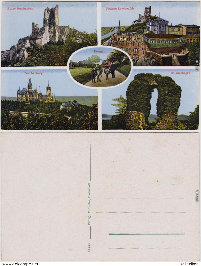 Königswinter  Eselritt, Rolandsbogen, Drachenfels U. Ruine, Drachenburg 1914 - Koenigswinter