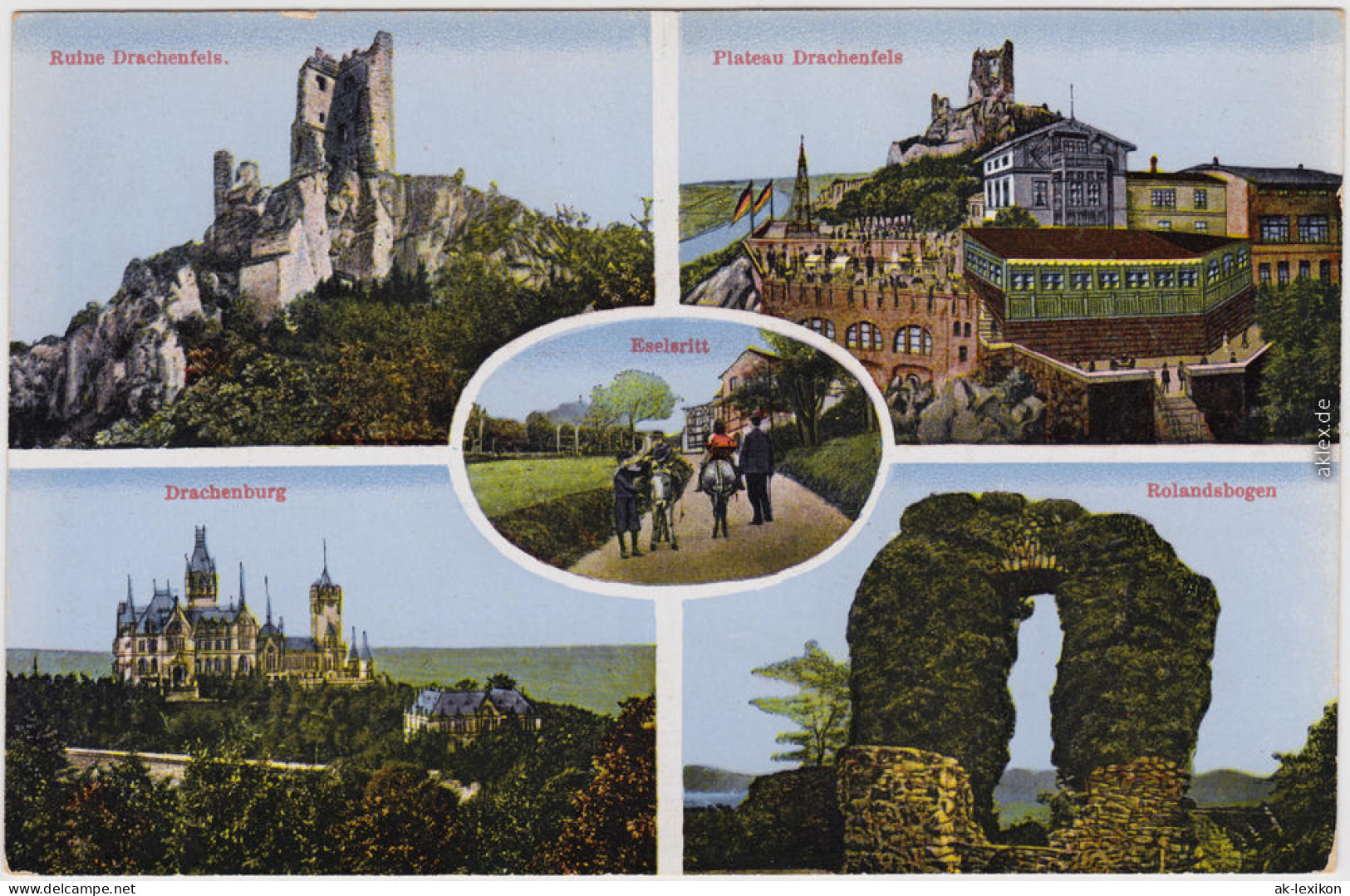 Königswinter  Eselritt, Rolandsbogen, Drachenfels U. Ruine, Drachenburg 1914 - Koenigswinter