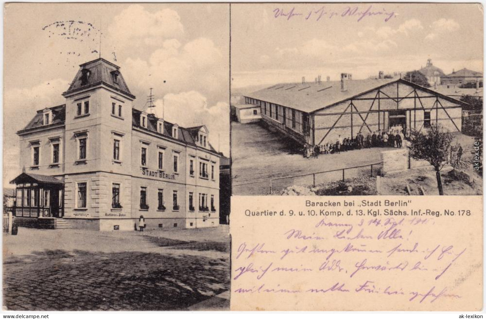 Kamenz Kamjenc 2 Bild: Hotel Berlin, Baracken Oberlausitz Ansichtskarte  1915 - Kamenz