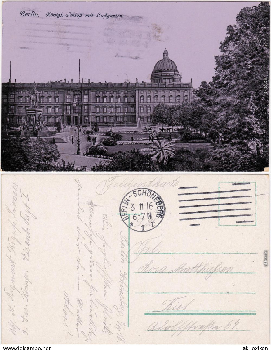 Ansichtskarte Mitte Berlin Königiches Schloss Mit Lustgarten 1916 - Mitte