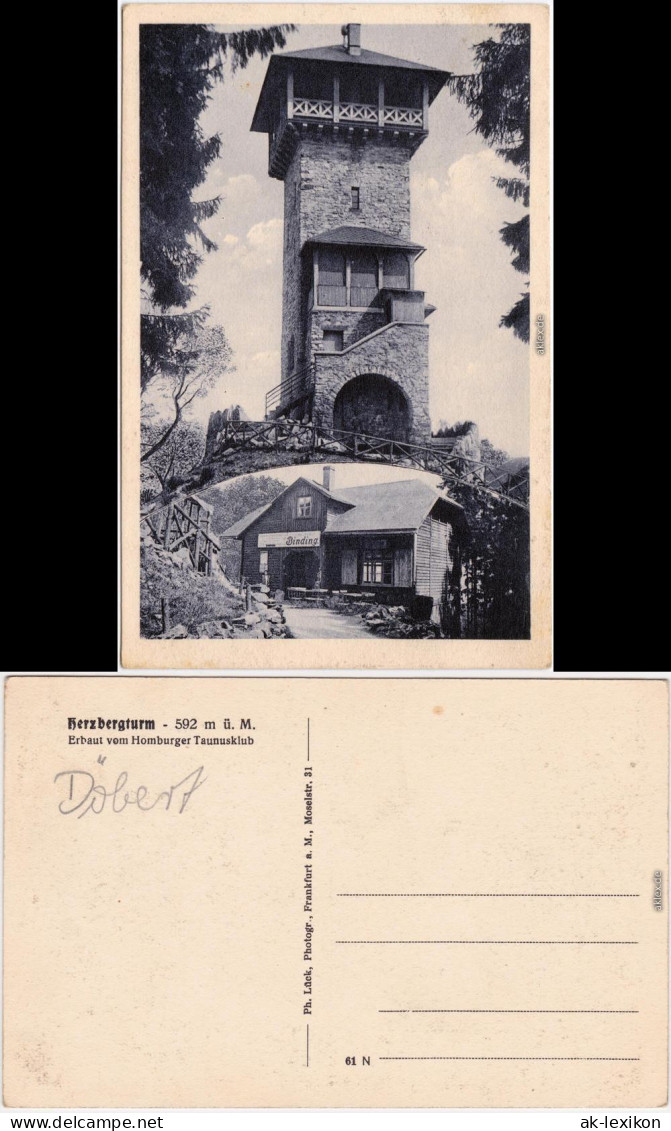 Bad Homburg Vor Der Höhe Herzbergturm Und Binding 1940 - Bad Homburg