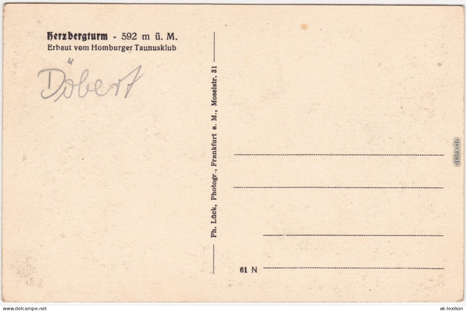 Bad Homburg Vor Der Höhe Herzbergturm Und Binding 1940 - Bad Homburg