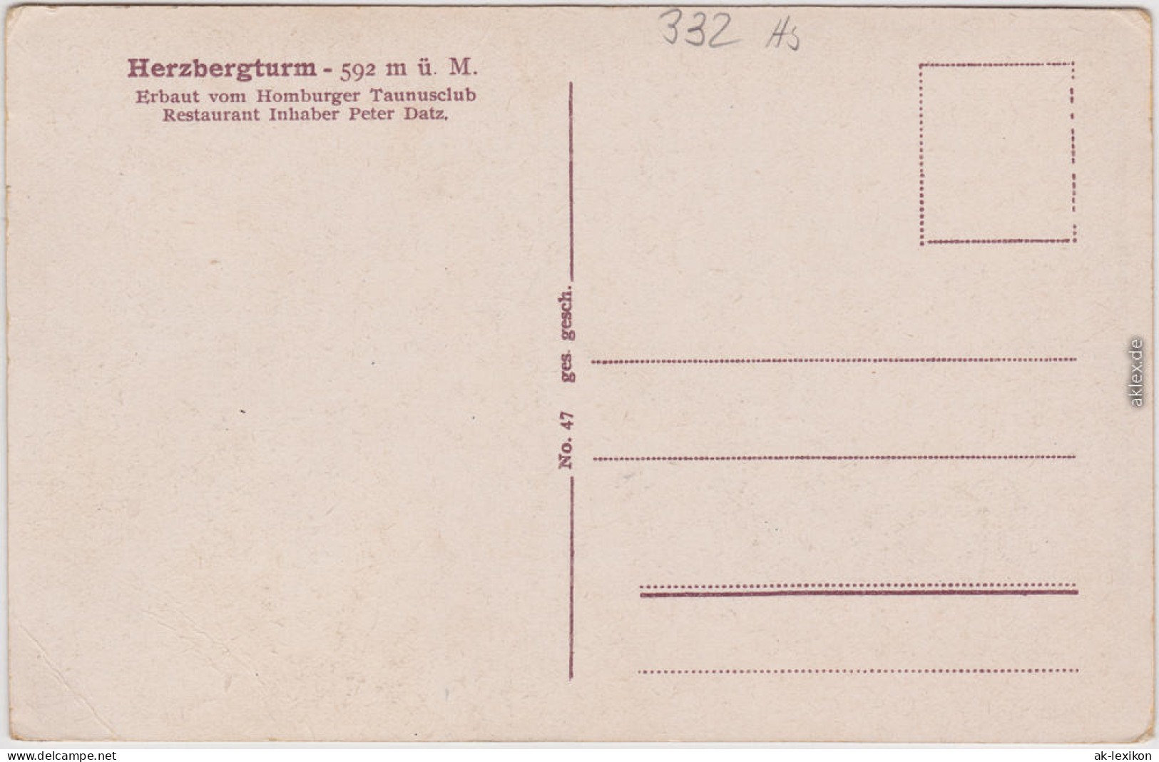 Bad Homburg Vor Der Höhe Herzbergturm Und Restaurant 1924 - Bad Homburg