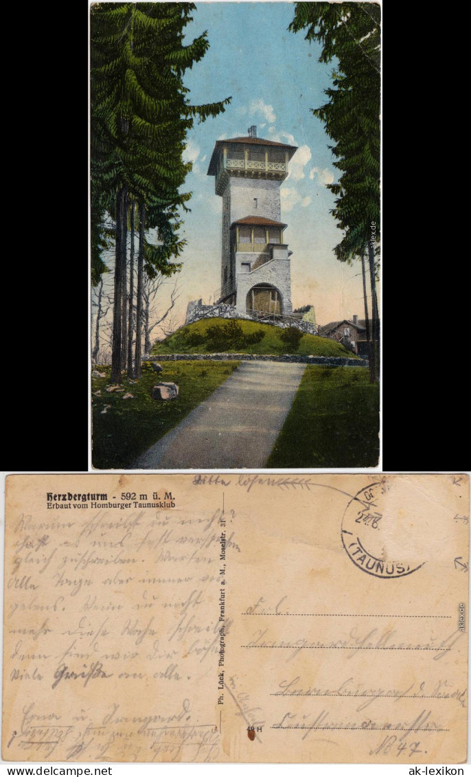 Ansichtskarte  Bad Homburg Vor Der Höhe Herzbergturm 1914 - Bad Homburg