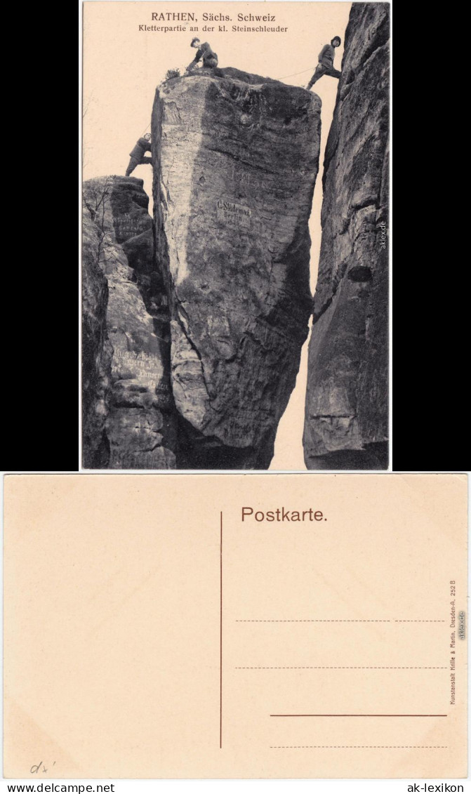 Rathen Bergsteiger An De Kleinen Steinscheuder Ansichtskarte Bad Schandau 1914 - Rathen