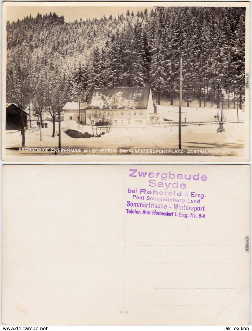 Rehefeld Altenberg (Erzgebirge) Fremdenhof Zwergbaude Im Winter 1930 - Rehefeld