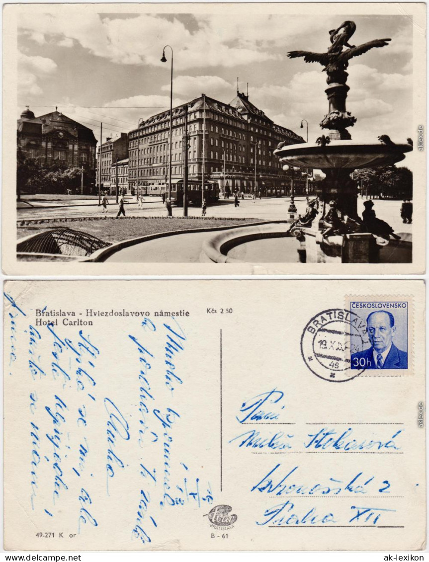 Foto Postcard Pressburg Bratislava Platz Und Hotel Carlton 1960 - Slovaquie