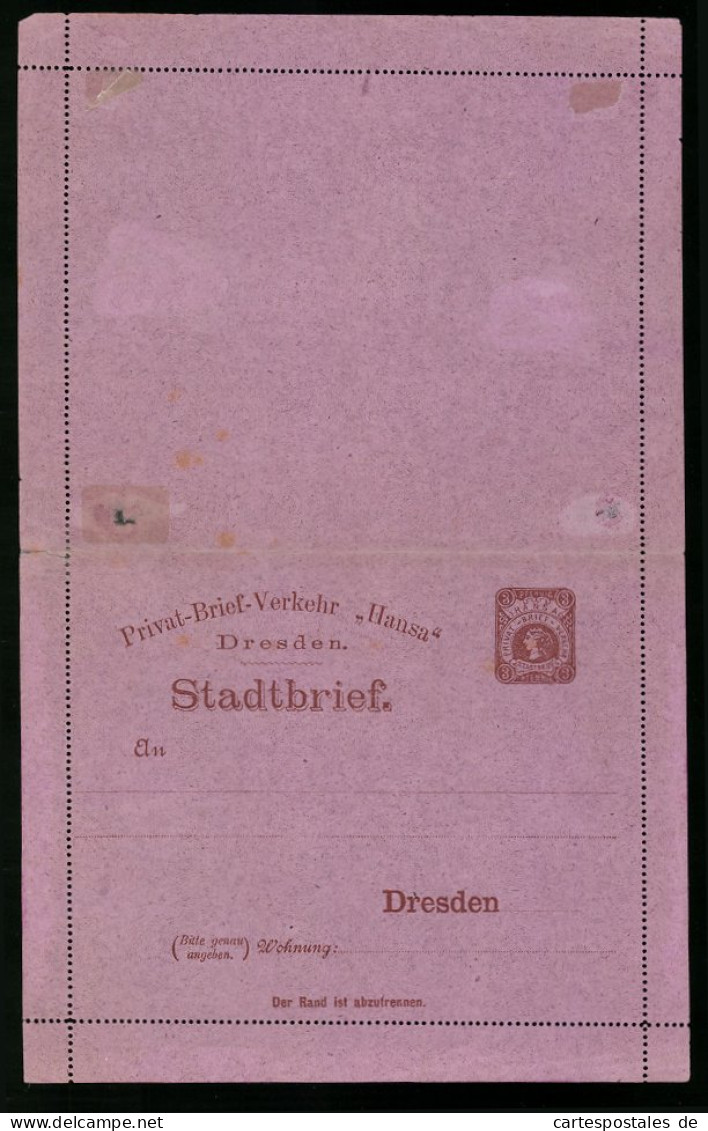 Klapp-AK Stadtbrief, Privat-Brief-Verkehr Hansa Dresden, Ganzsache  - Timbres (représentations)