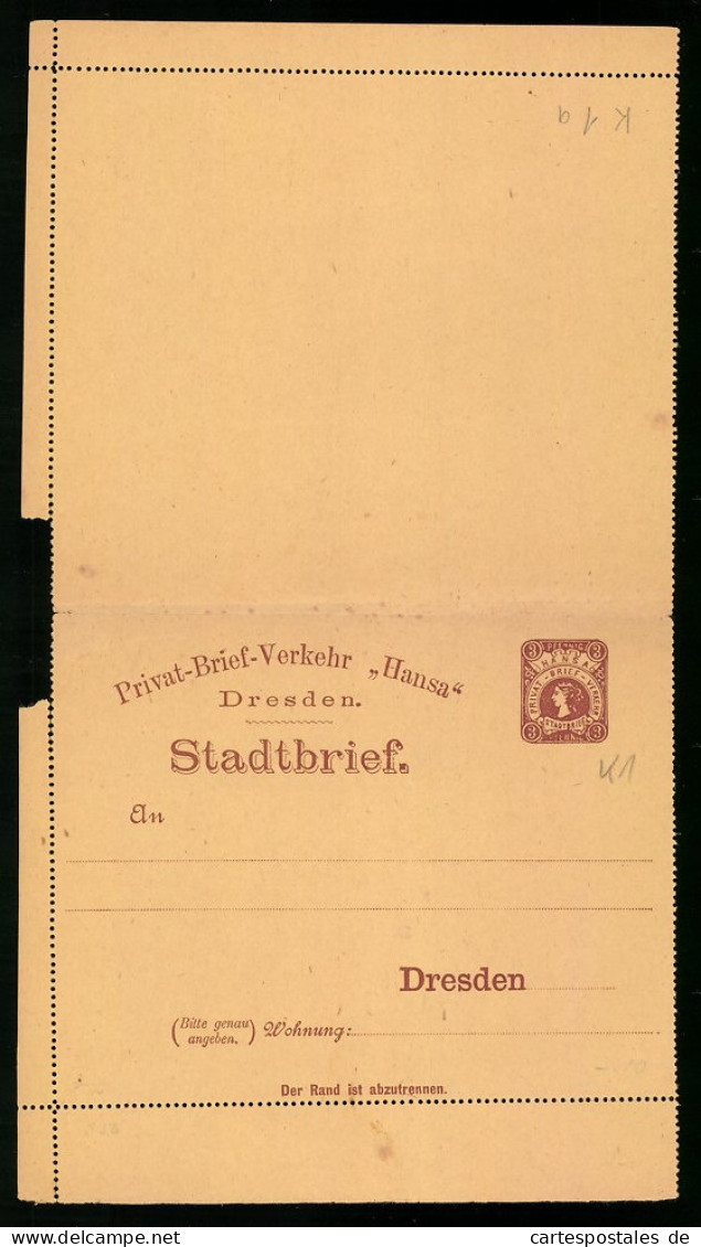 Klapp-AK Stadtbrief, Privat-Brief-Verkehr Hansa Dresden, Ganzsache  - Timbres (représentations)