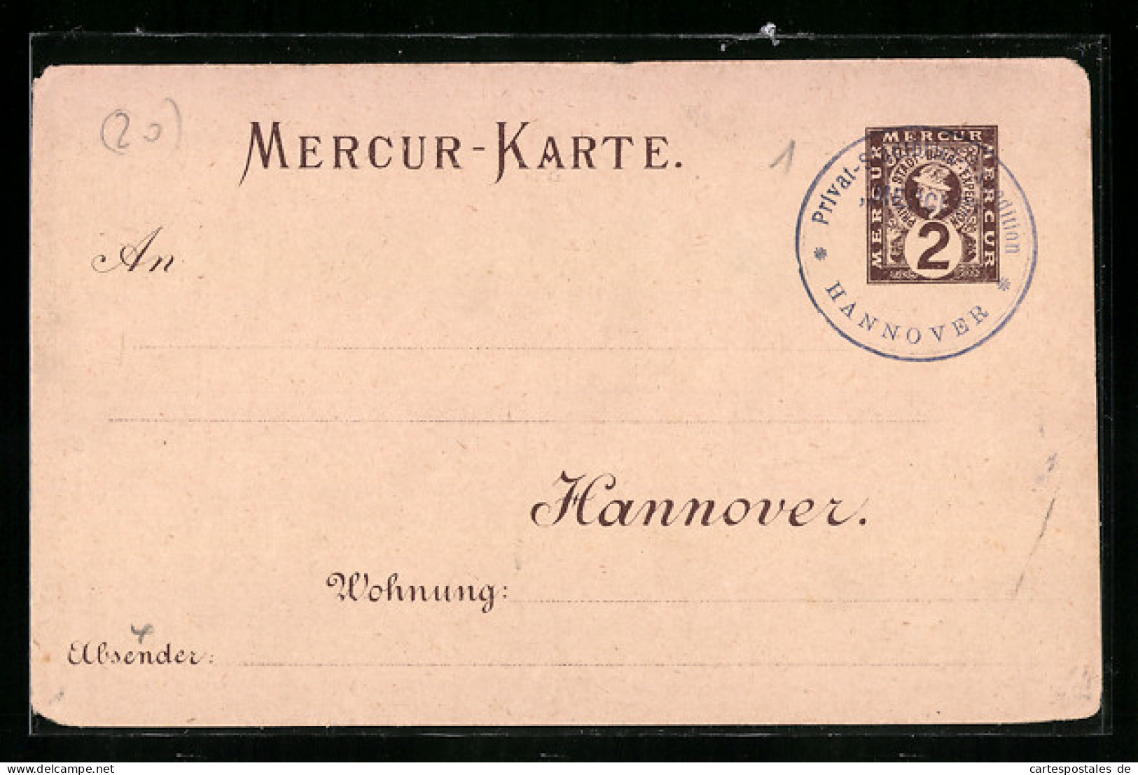 AK Mercur-Karte, Private Stadtpost Mercur, Hannover, Ganzsache  - Timbres (représentations)
