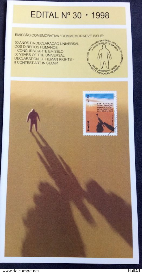 Brochure Brazil Edital 1998 30 Declaration Of Human Rights Without Stamp - Covers & Documents