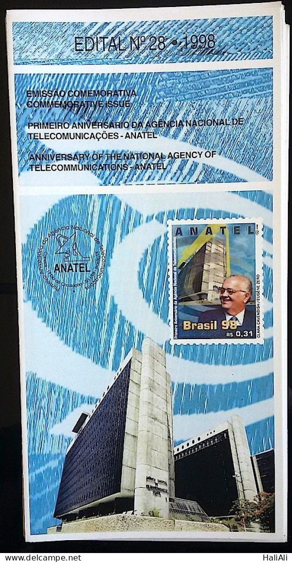 Brochure Brazil Edital 1998 28 Anatel Sérgio Motta Without Stamp - Brieven En Documenten