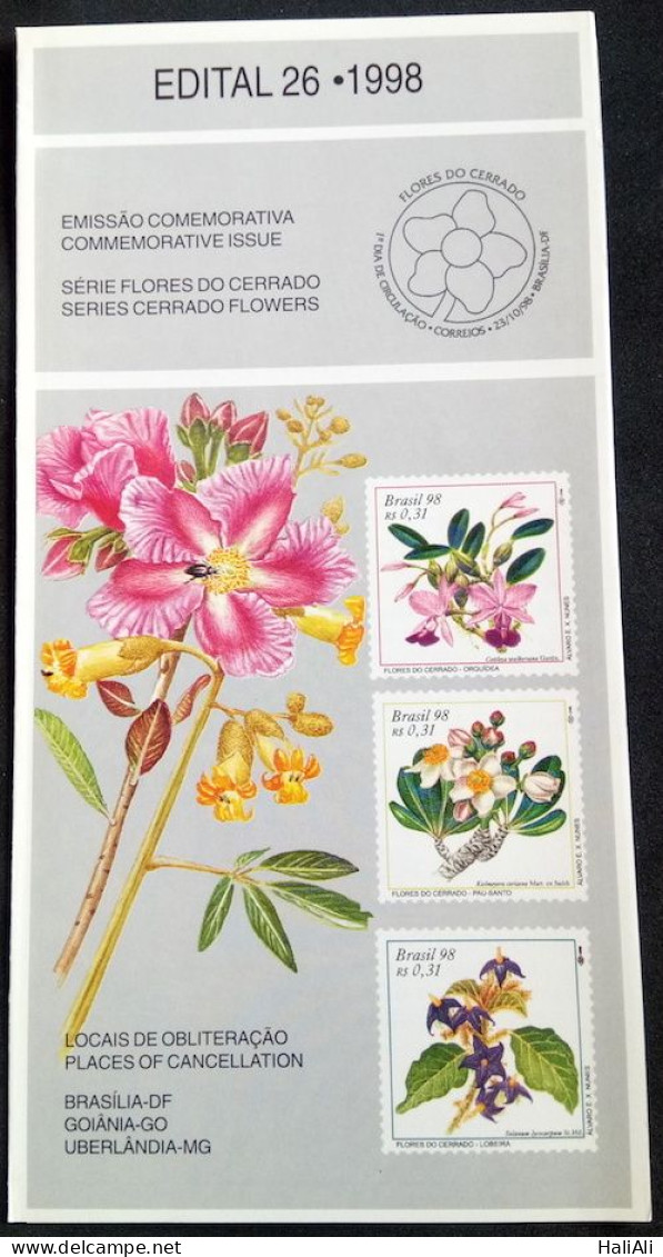 Brochure Brazil Edital 1998 26 Flora Flowers Do Cerrado Without Stamp - Cartas & Documentos