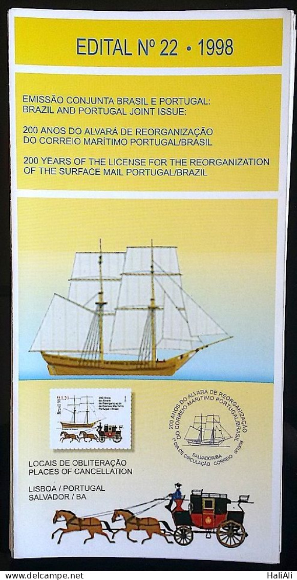 Brochure Brazil Edital 1998 22 Maritime Mail Without Stamp - Storia Postale