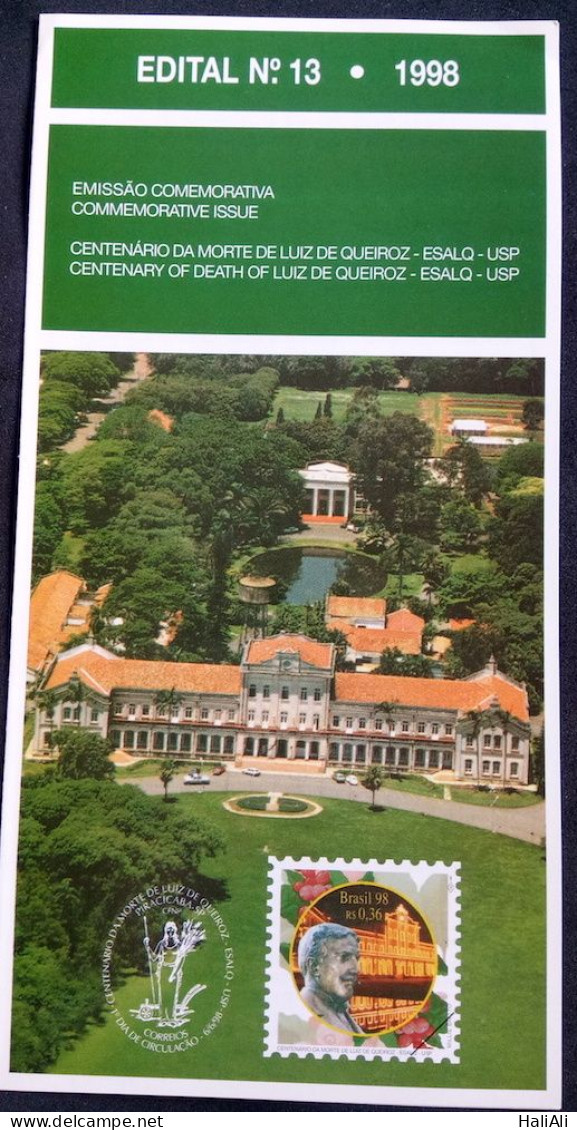 Brochure Brazil Edital 1998 13 Luiz De Queiroz ESALQ USP Without Stamp - Brieven En Documenten