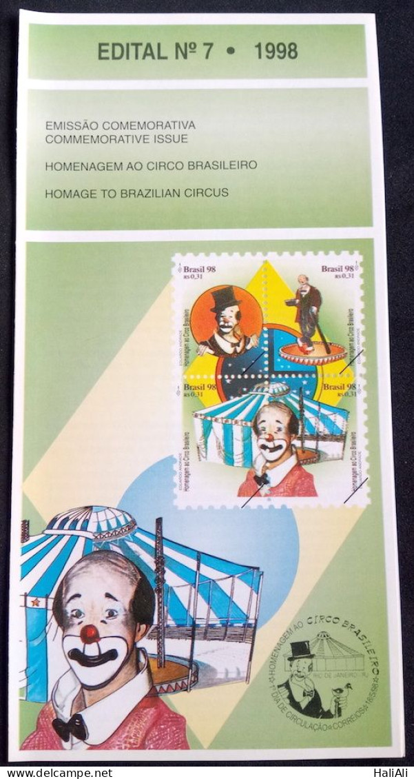 Brochure Brazil Edital 1998 07 Brazilian Circus Without Stamp - Covers & Documents