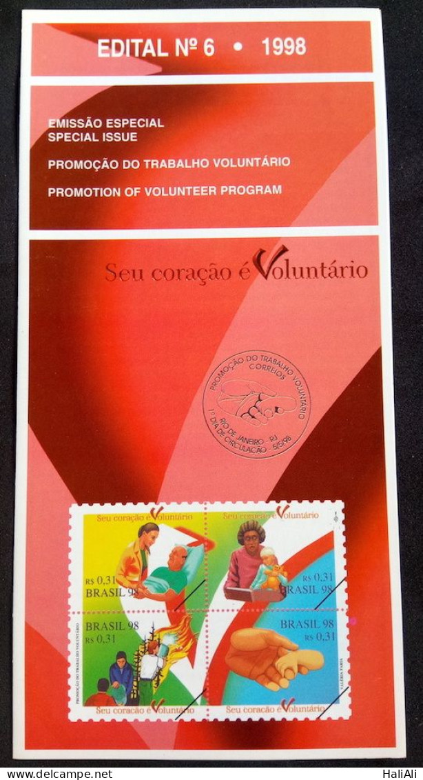 Brochure Brazil Edital 1998 06 Volunteer Work Without Stamp - Storia Postale