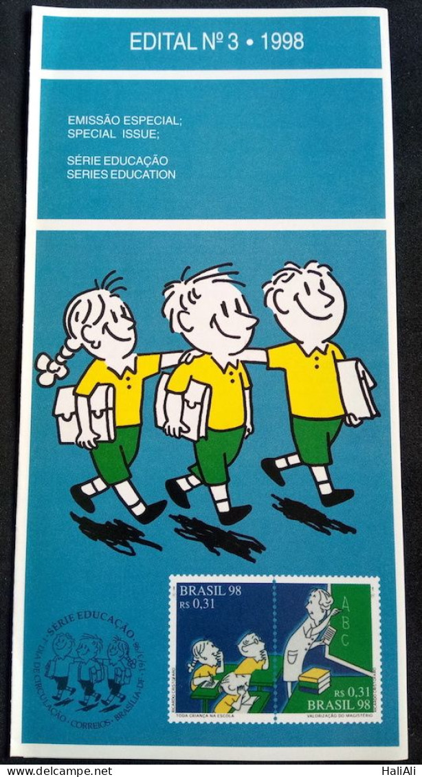 Brochure Brazil Edital 1998 03 Education Without Stamp - Lettres & Documents