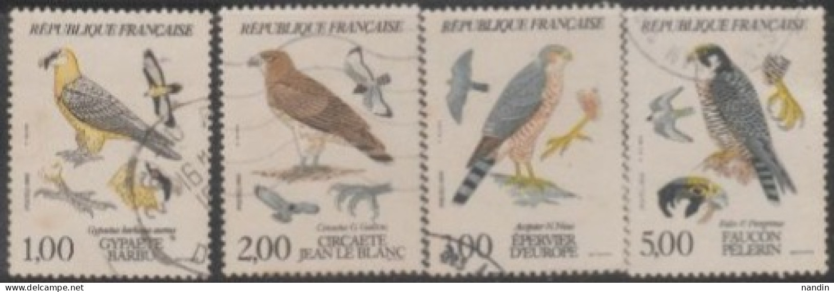 1984 FRANCE USED STAMP SET  ON BIRDS/Birds Of Prey - Aquile & Rapaci Diurni