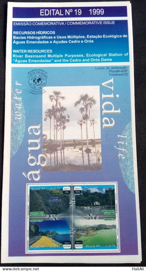 Brochure Brazil Edital 1999 19 Water Resources Water Without Stamp - Lettres & Documents