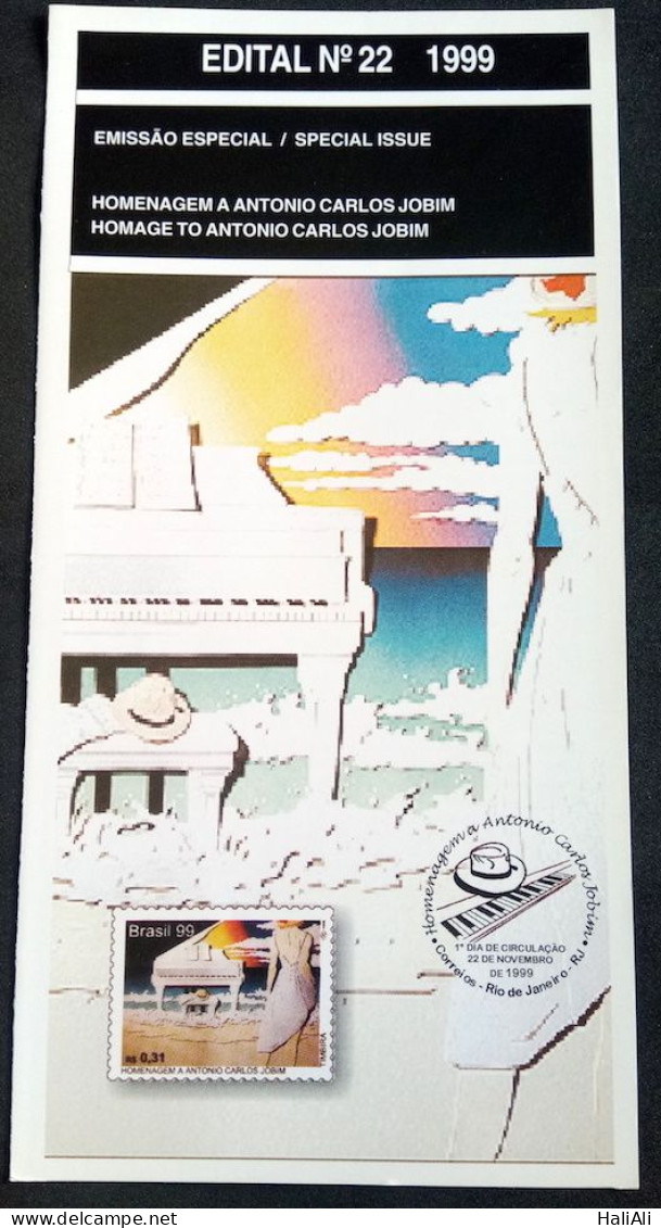 Brochure Brazil Edital 1999 22 Jobim Music Piano Without Stamp - Storia Postale