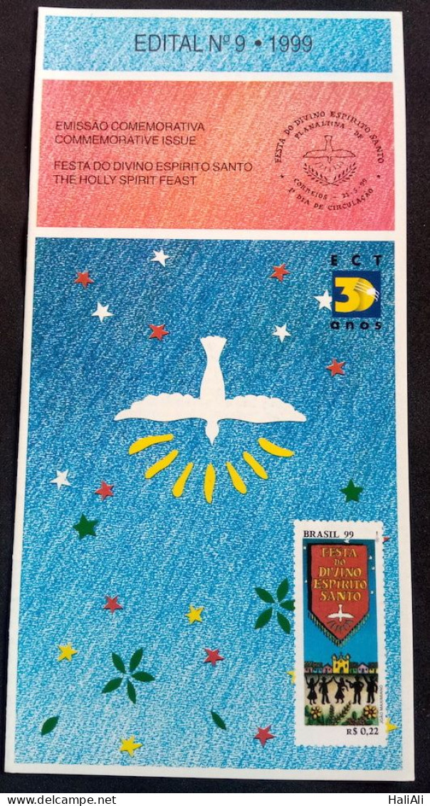 Brochure Brazil Edital 1999 09 Festa Divino Espírito Santo Religion Without Stamp - Lettres & Documents