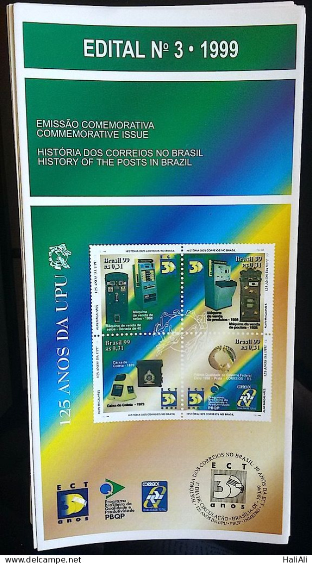 Brochure Brazil Edital 1999 03 Correios Postal Services Mailbox Without Stamp - Covers & Documents