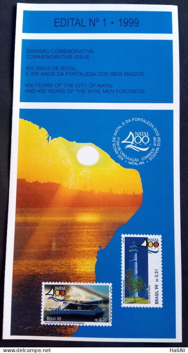 Brochure Brazil Edital 1999 01 Natal City Map Lighthouse Without Stamp - Covers & Documents