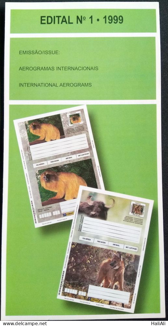 Brochure Brazil Edital 1999 01 International Aerograms Without Stamp - Storia Postale