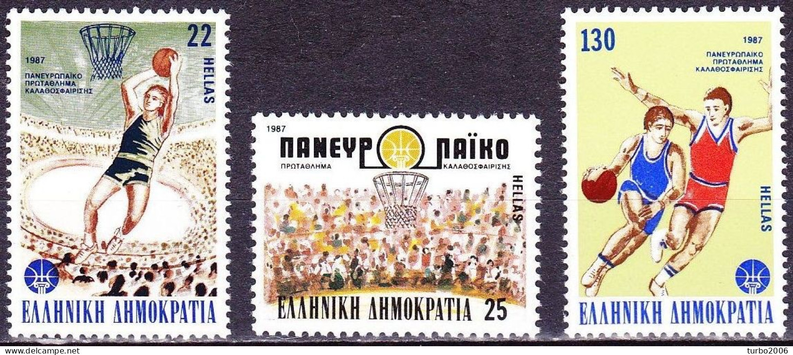 GREECE 1987 25th European Men's Basketball Championship MNH Set  Vl. 1713 / 1715 - Nuovi