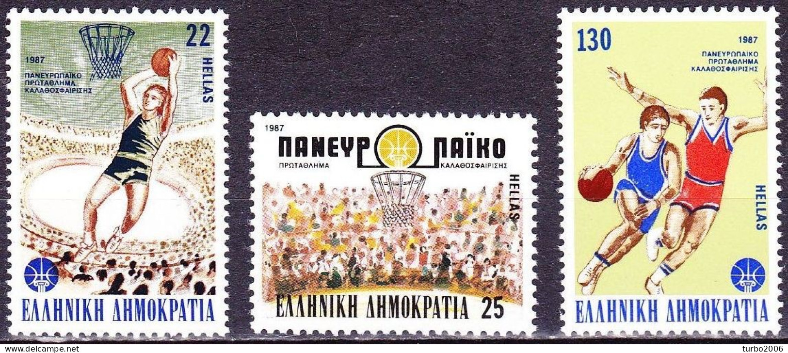 GREECE 1987 25th European Men's Basketball Championship MNH Set  Vl. 1713 / 1715 - Unused Stamps