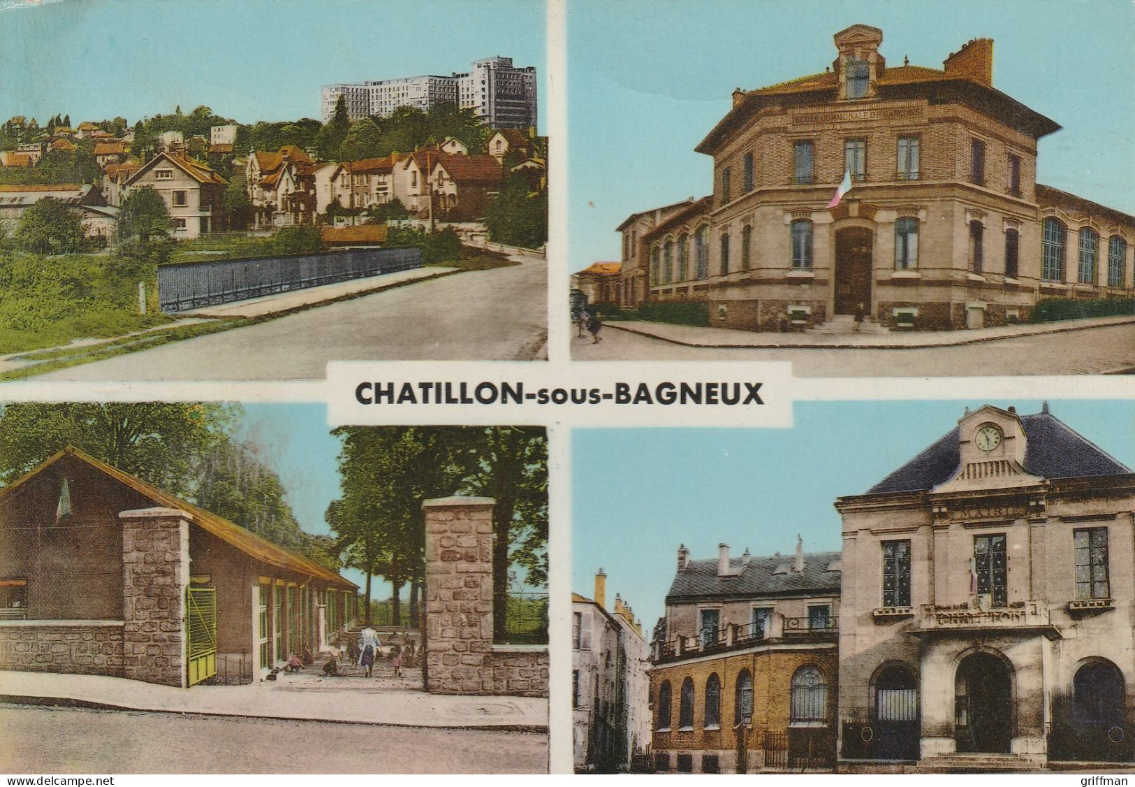 CHATILLON SOUS BAGNEUX MULTIVUE VUE GENERALE LES ECOLES ECOLE MATERNELLE LA MAIRIE CPSM 10X15 TBE - Châtillon