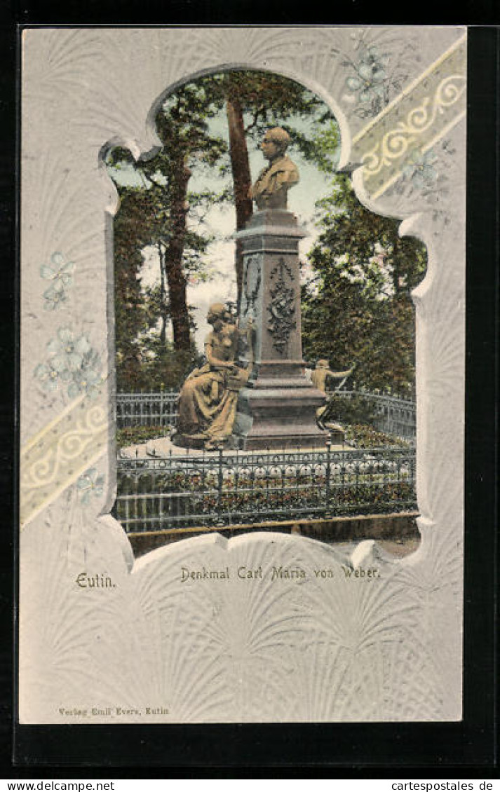 AK Eutin, Denkmal Carl Maria Von Weber, Passepartout  - Eutin