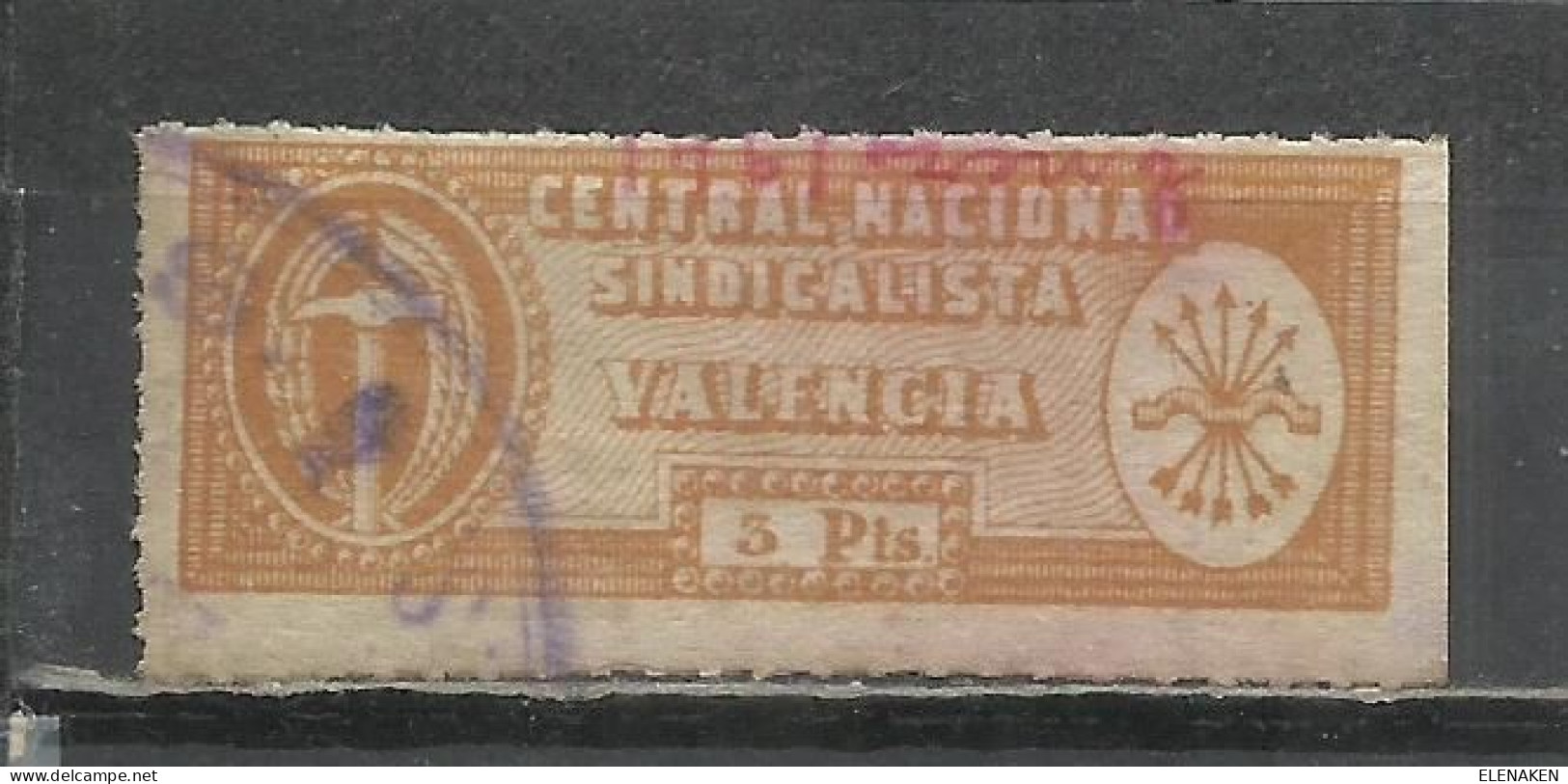 7530B-SELLO FALANGE SINDICATO CNS FALANGE LOCAL VALENCIA.SPAIN CIVIL WAR. - Spanish Civil War Labels