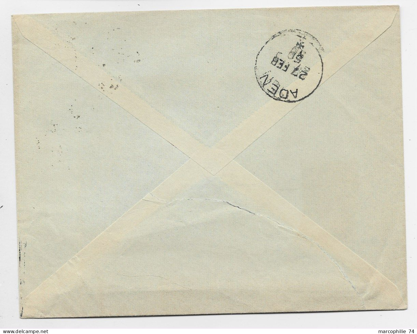 FRANCE GANDON 10FR VIOLETX3+2FR BLASONX2 LETTRE COVER AVION MARSEILLE 20.2.1950 POUR ADEN ARABIE SUD ARABIA PAS AU TARIF - 1945-54 Marianne Of Gandon