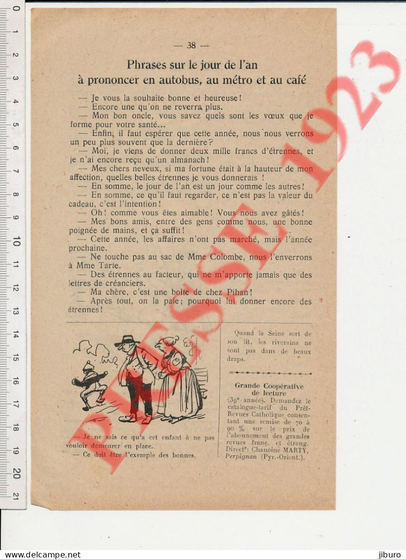 Doc 1923 Humour Appareil Sismique Circulation Routière Piéton Jour De L'AN Bons Voeux Boite De Chez Pihan (chocolats) - Unclassified