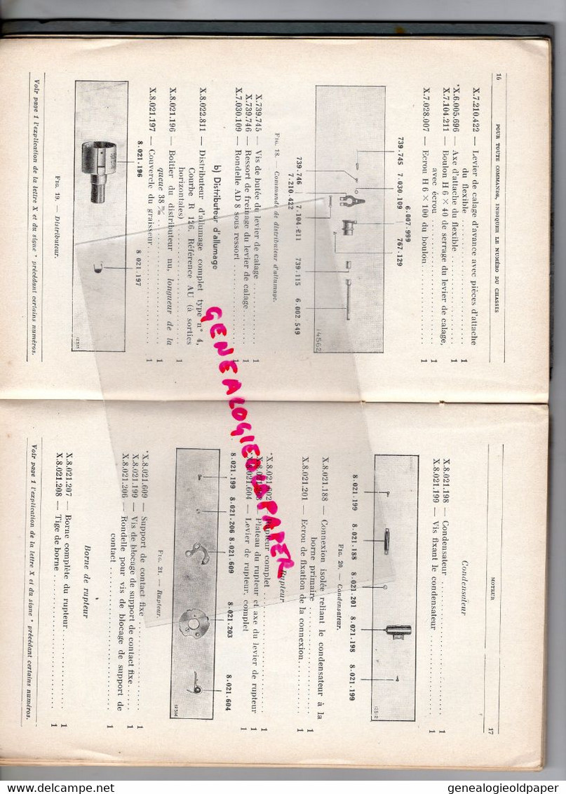RENAULT -CATALOGUE PIECES RECHANGE VOITURE VIVAQUATRE TYPE KZ 23-JANVIER 1935 BILLANCOURT- - Auto