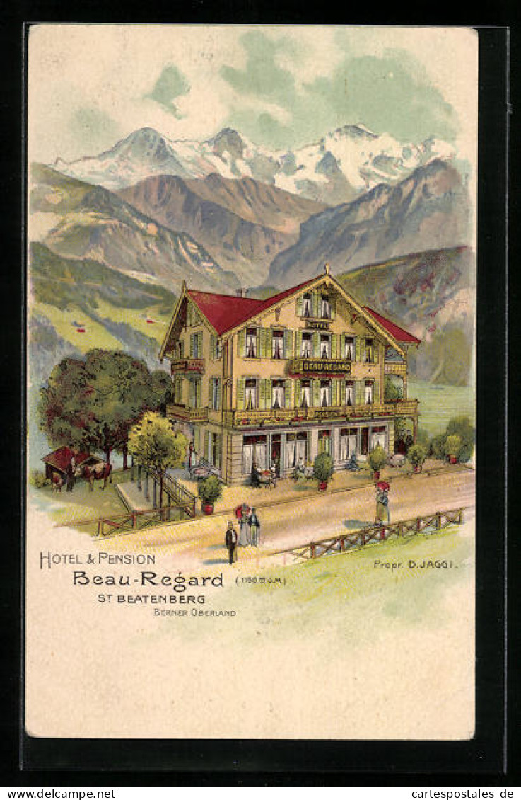 Lithographie St. Beatenberg, Hotel Und Pension Beau-Regard  - Beatenberg