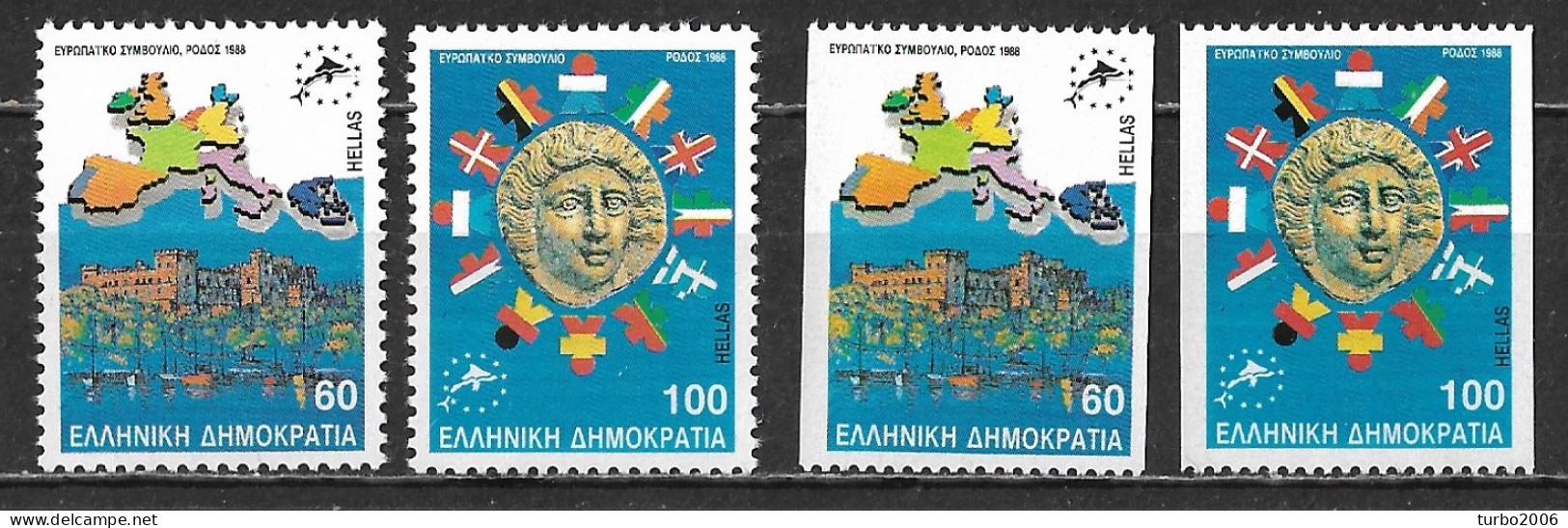 GREECE 1988 European Councel / Rhodos Meeting Both Perforations 2 MNH Sets Vl. 1772  / 1773 + A - Unused Stamps