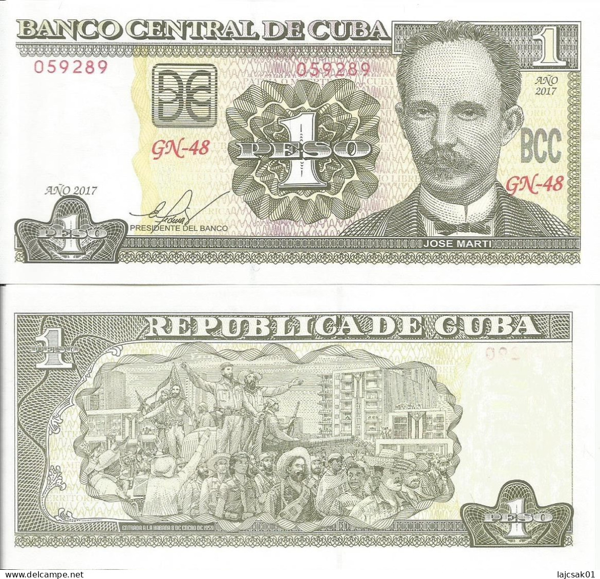 Cuba 1 Peso José Martí 2017. UNC - Kuba