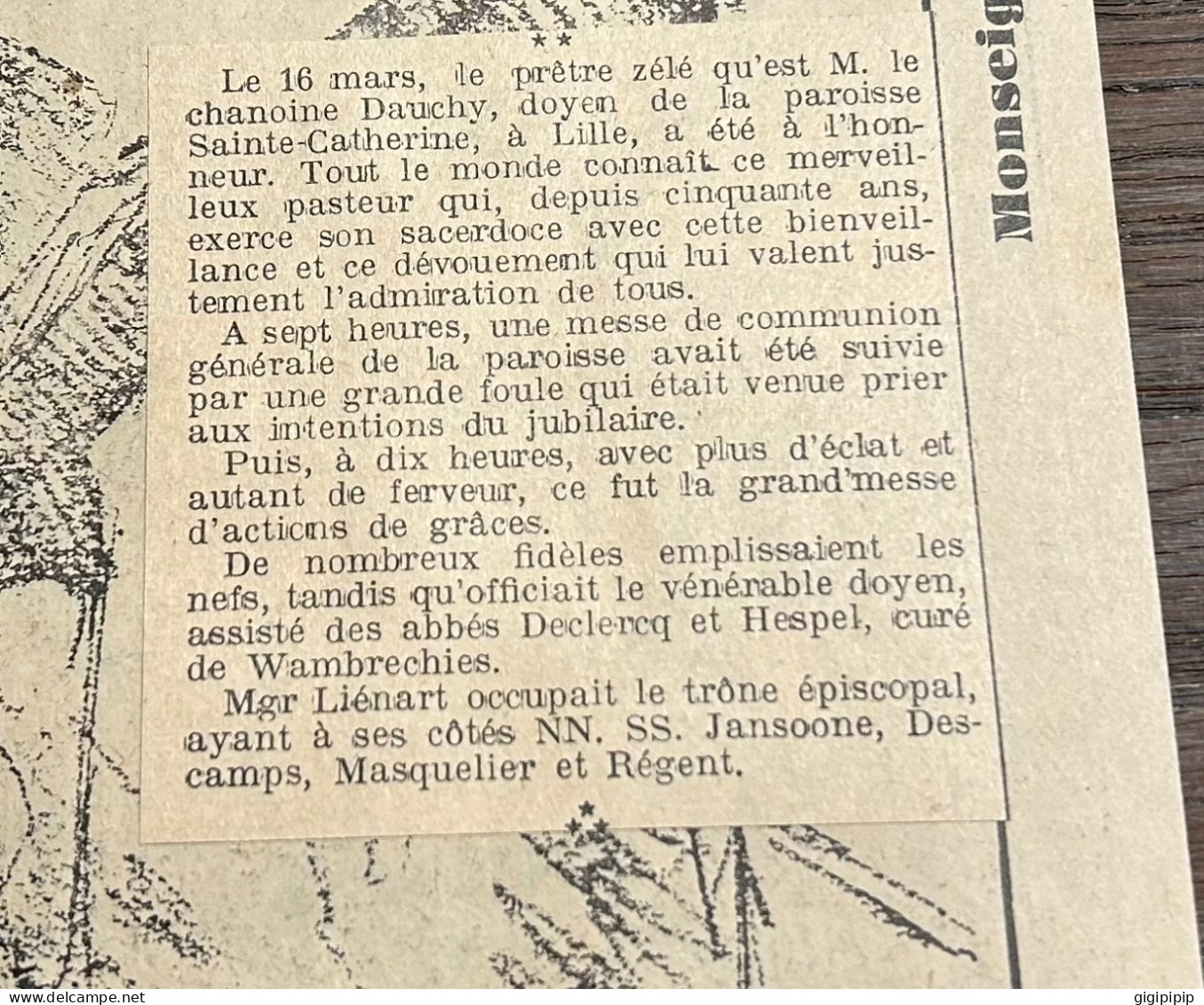 1930 GHI12 PROGRAMME DES FETES DU JUBILE DE M. LE CHANOINE DAUCHY ARCHIPRETRE-DOYEN DE SAINTE-CATHERINE, A LILLE - Verzamelingen