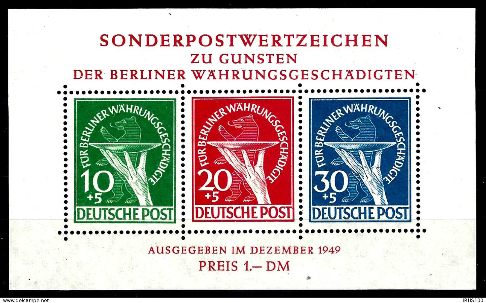 BERLIN WÄHRUNGSGESCHÄDIGTEN - 1949 - BLOCK 1 ** MNH - Blocs