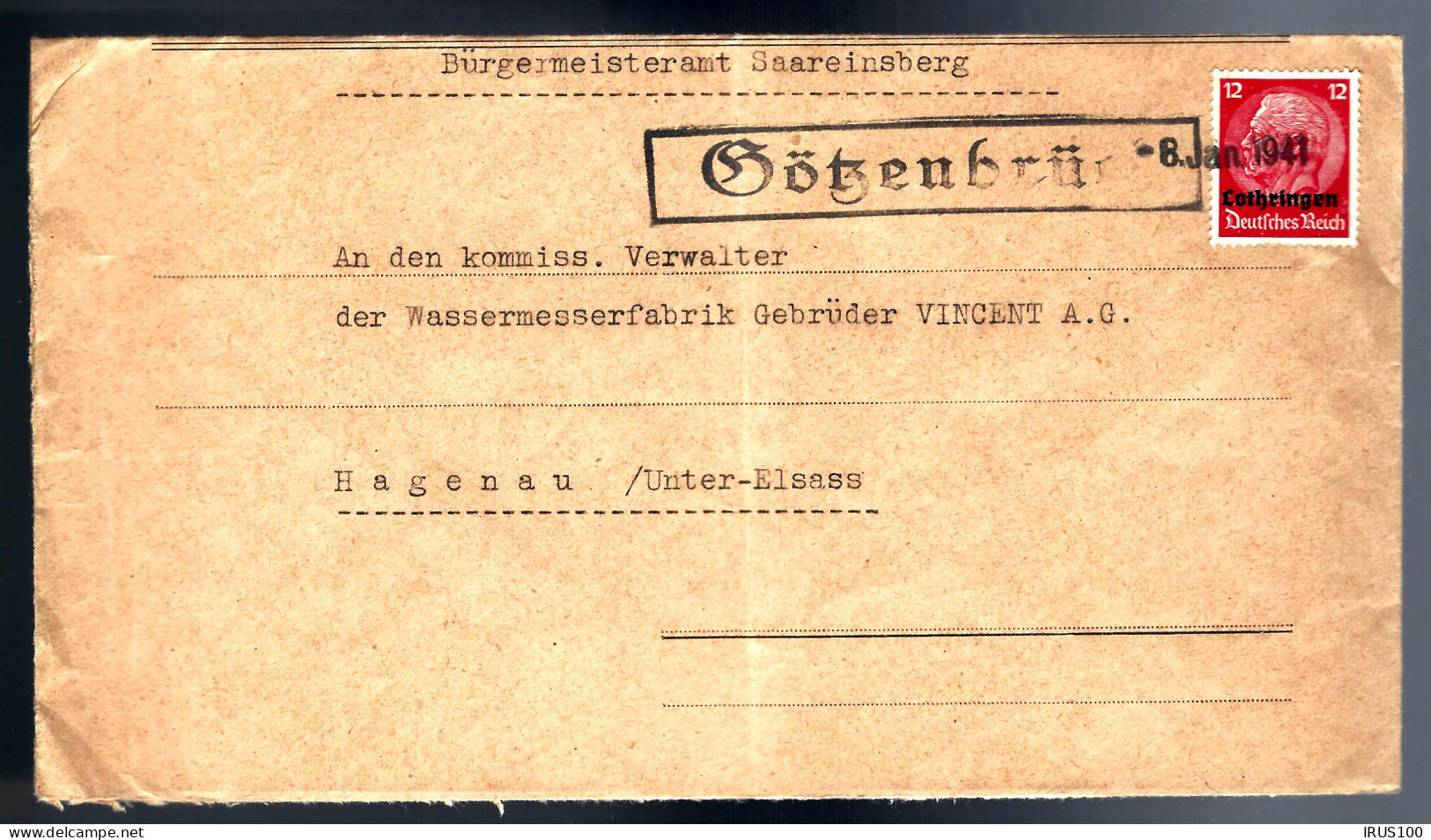 LETTRE DE SAAREINSBERG (SARREINSBERG) POSTÉE À GÔTZENBRÜCK - LOTHRINGEN - 1941 - - Other & Unclassified