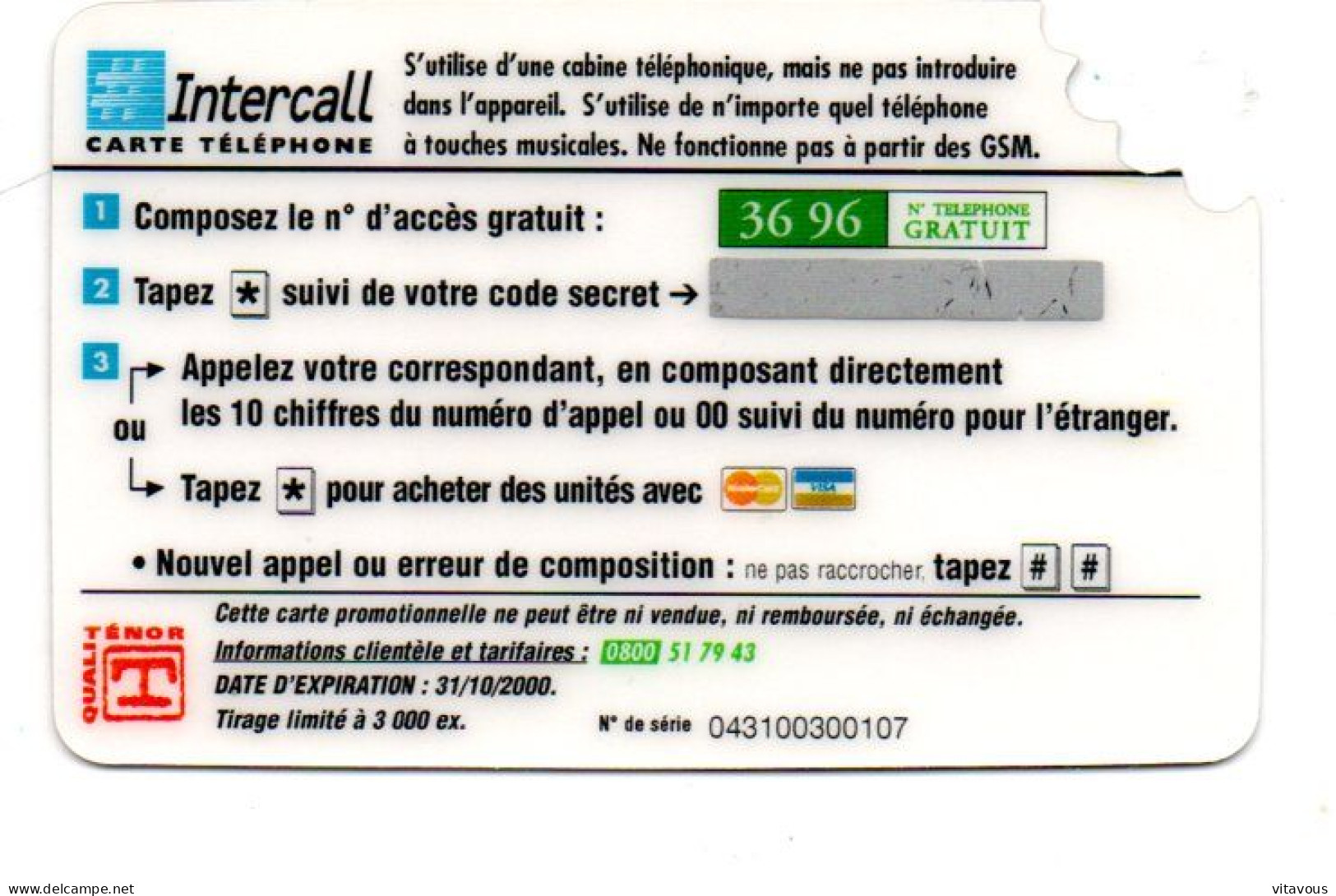 INTERCALL LU - INCL PR384 - Carte Prépayée FRANCE  Phonecard  (K 200) - Mobicartes (recharges)