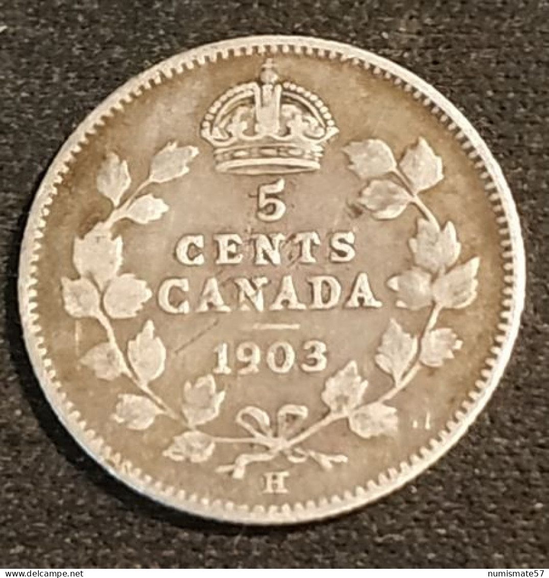 CANADA - 5 CENTS 1903 H - Heaton - Argent - Silver - Édouard VII - Couronne Impériale - KM 13 - Canada