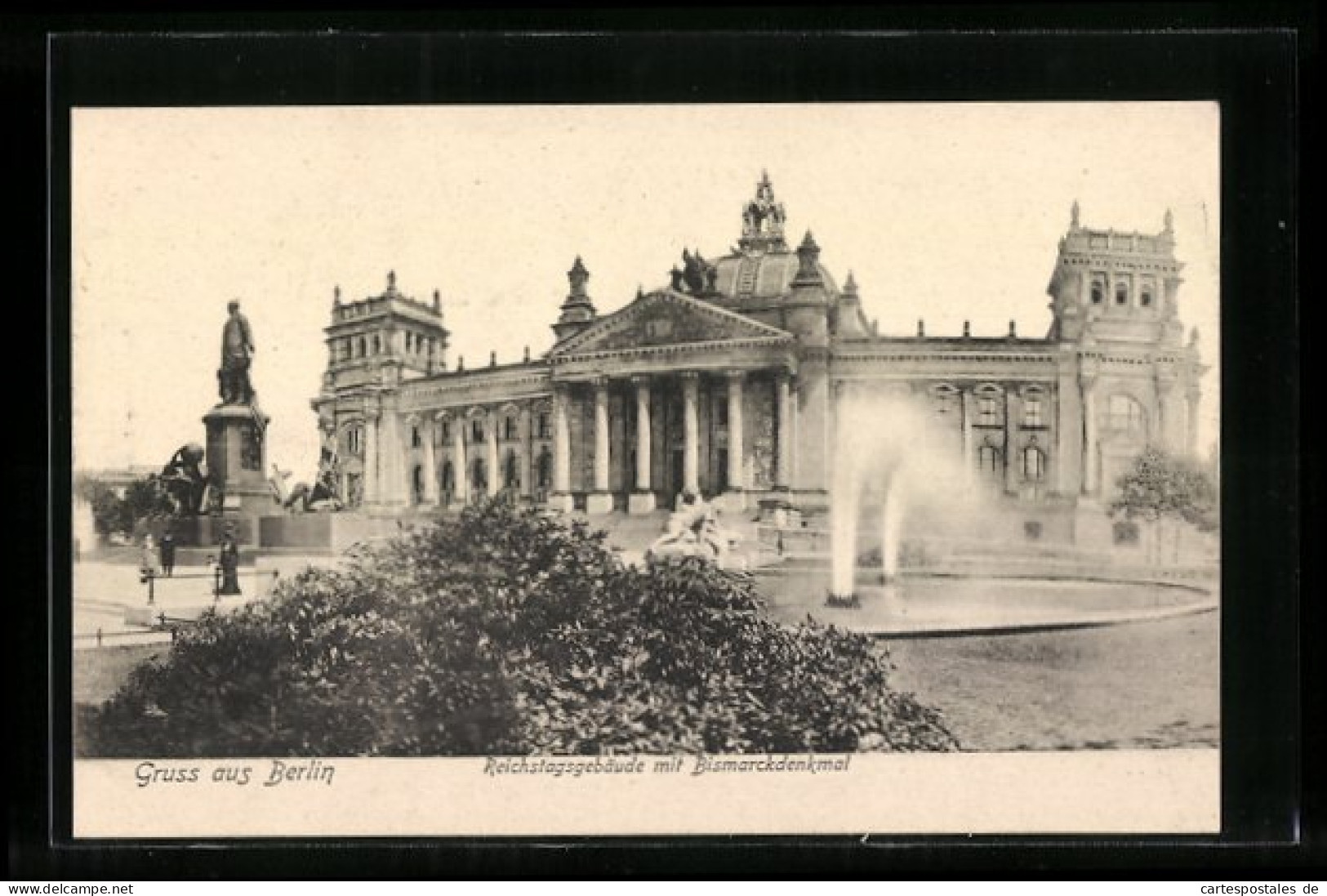 AK Berlin, Reichstagsgebäude Mit Bismarckdenkmal  - Tiergarten